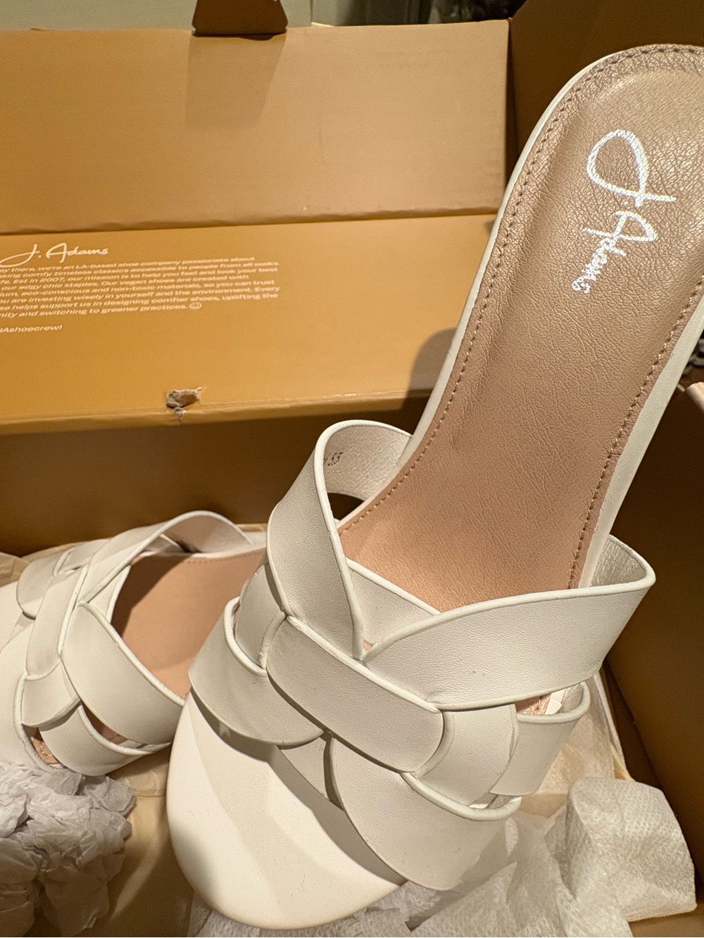 J. Adams White Braided Slide in heels for Women